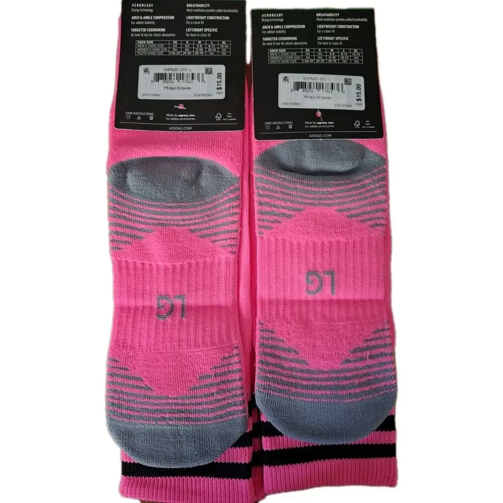 Adidas Copa Zone Pink Soccer Football LRG 2 Pack Over The Calf Socks